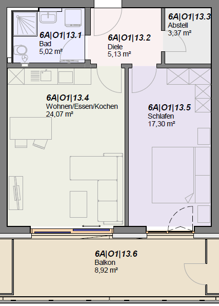 Etagenwohnung Gießen Anneröder Siedlung - 2 Zimmer, 64 m&sup2;, 920&euro; | Angebot:25988206