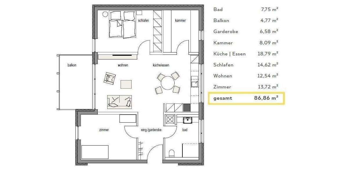 Etagenwohnung Bad Laasphe - 3 Zimmer, 86 m&sup2;, 369.300&euro; | Angebot:25845432