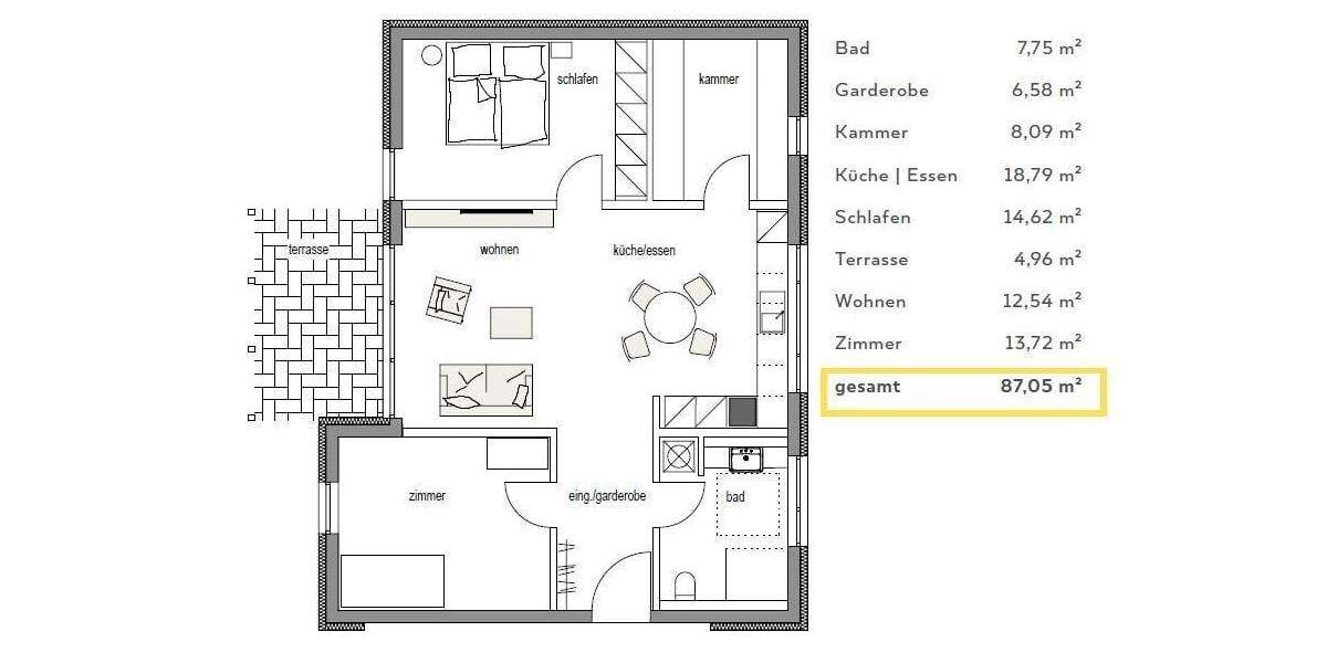 Etagenwohnung Bad Laasphe - 3 Zimmer, 87 m&sup2;, 361.350&euro; | Angebot:25729924