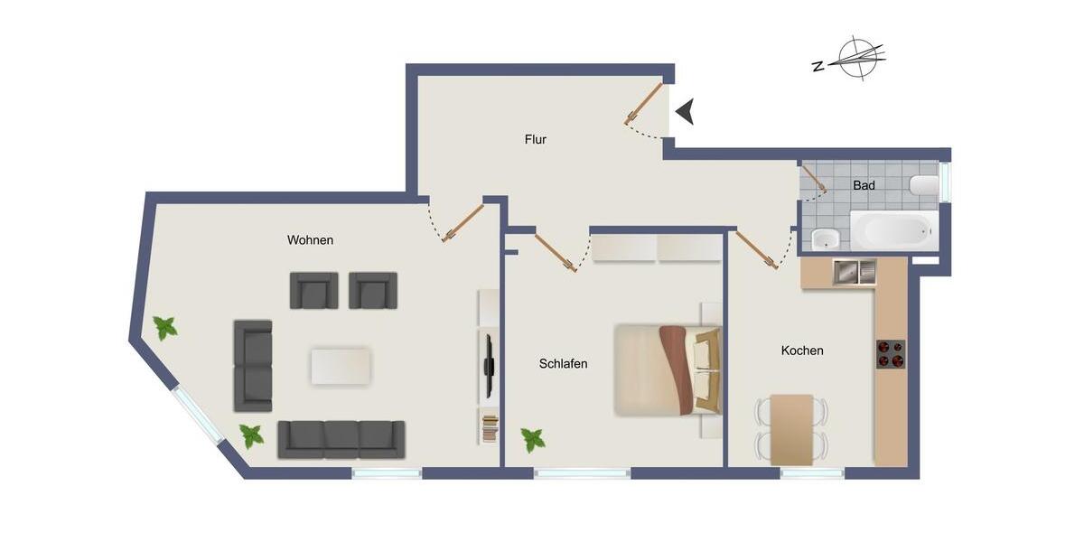 Etagenwohnung Gießen - 2 Zimmer, 65 m&sup2;, 990&euro; | Angebot:25980802