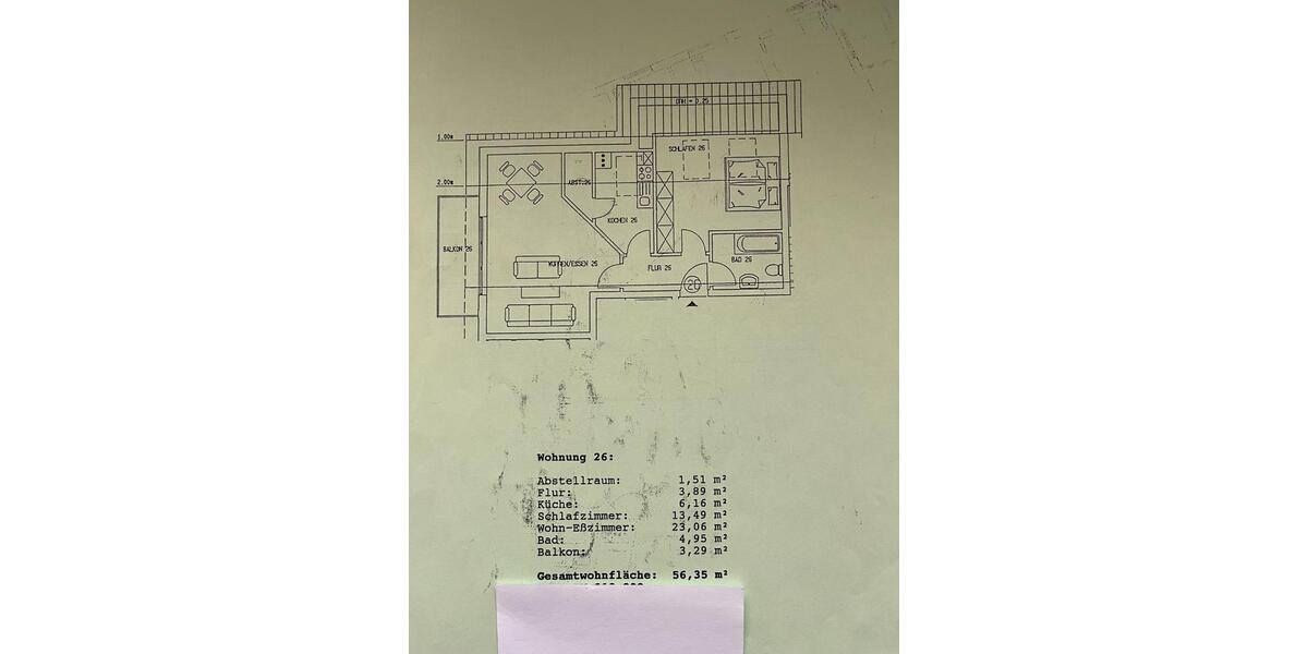 Dachgeschoßwohnung Marburg Marbach - 3 Zimmer, 56 m&sup2;, 195.000&euro; | Angebot:25406532