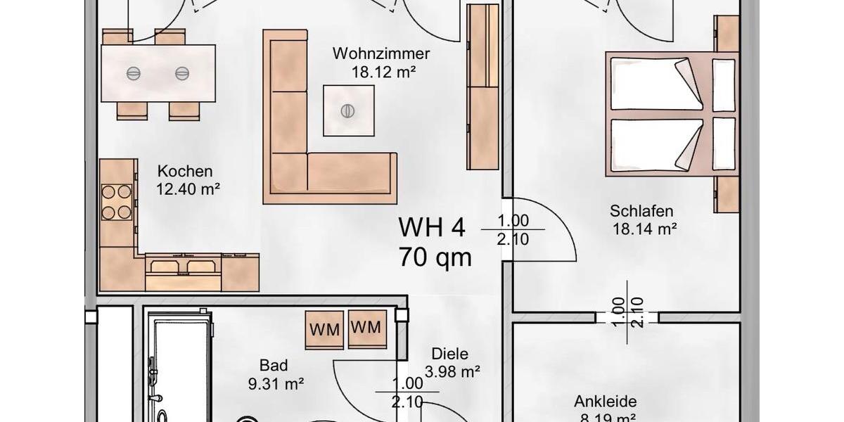 Erdgeschoßwohnung Battenberg (Eder) - 2.5 Zimmer, 70 m&sup2;, 1.100&euro; | Angebot:26131319