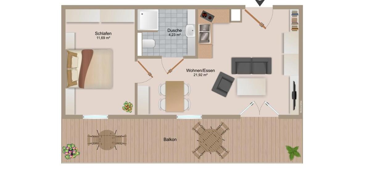 Etagenwohnung Bad Laasphe - 1 Zimmer, 42 m&sup2;, 390&euro; | Angebot:24693110