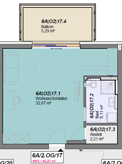 Etagenwohnung Gießen Anneröder Siedlung - 1 Zimmer, 45 m&sup2;, 685&euro; | Angebot:25344582