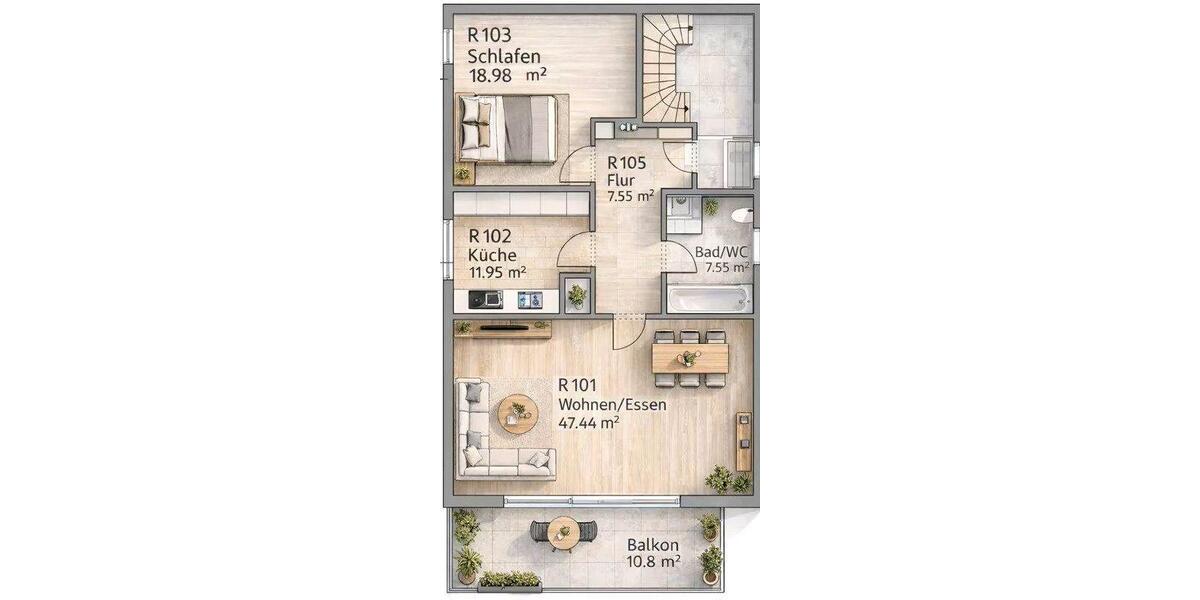 Dachgeschoßwohnung Wetter (Hessen) - 2 Zimmer, 87 m&sup2;, 715&euro; | Angebot:26112066